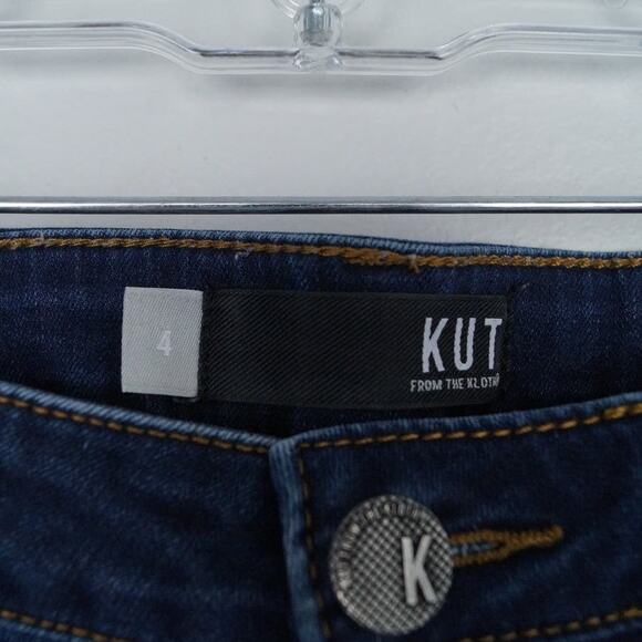 Kut from the Kloth Connie‎ Ankle Skinny Dark Wash Staggered Raw Hem Mid Rise 4 - Picture 4 of 12